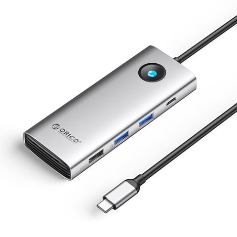 ⁨HUB 8w1 USB-C - USB-A USB-C HDMI VGA RJ45 PD 100W 4K 60Hz 1000Mbps - srebrny⁩ w sklepie Wasserman.eu