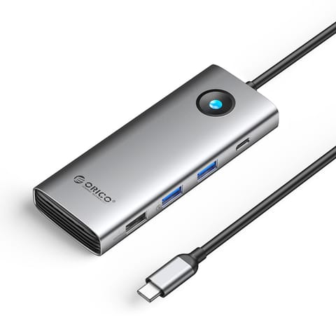 ⁨HUB 8w1 USB-C - USB-A USB-C HDMI VGA RJ45 PD 100W 4K 60Hz 1000Mbps - szary⁩ w sklepie Wasserman.eu