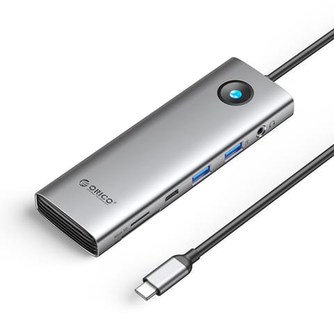 ⁨HUB 9w1 USB-C - USB-A USB-C HDMI SD RJ45 audio PD 100W 4K 2.5G - szary⁩ w sklepie Wasserman.eu