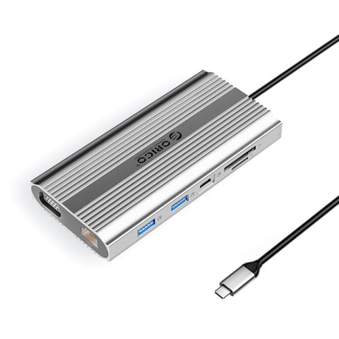 ⁨Stacja dokująca 12w1 USB-C - USB-A USB-C HDMI VGA RJ45 SD microSD PD 100W - srebrna⁩ w sklepie Wasserman.eu