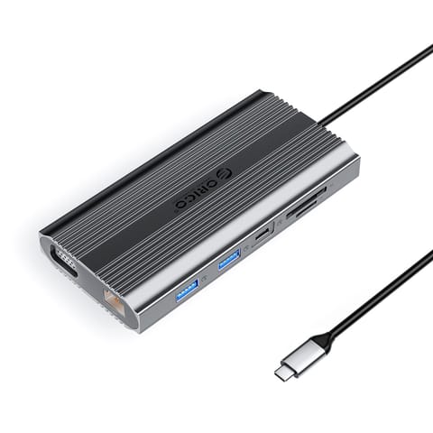 ⁨Stacja dokująca 12w1 USB-C - USB-A USB-C HDMI VGA RJ45 SD microSD PD 100W - szara⁩ w sklepie Wasserman.eu
