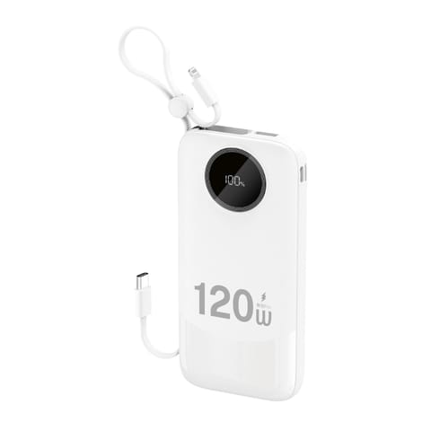 ⁨Powerbank K13 10000mAh 22.5W z wbudowanym kablem - biały⁩ w sklepie Wasserman.eu