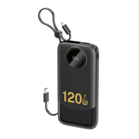 ⁨Powerbank K13 10000mAh 22.5W z wbudowanym kablem - czarny⁩ w sklepie Wasserman.eu