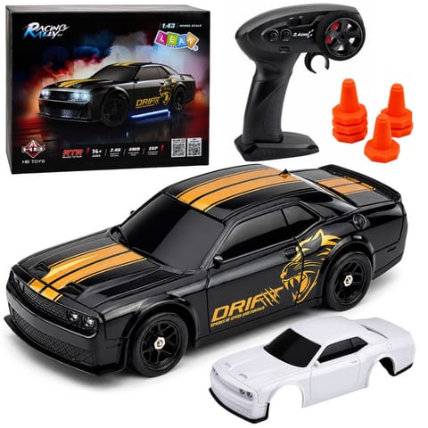 ⁨Samochód Sportowy Do Driftu RC Wymienna Karoseria Koła 4WD Czarny 1:43⁩ w sklepie Wasserman.eu