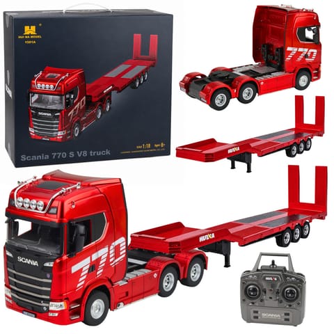 ⁨Ciężarówka Scania 770S Z Naczepą Zdalnie Sterowana RC Huina Czerwona 1:18⁩ w sklepie Wasserman.eu