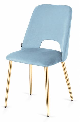 ⁨Krzesło tapicerowane GOTI LIGHT BLUE VELVET GOLD⁩ w sklepie Wasserman.eu