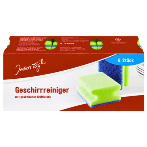 ⁨Jeden Tag Gąbki do Mycia Naczyń Zielone 6 szt.⁩ w sklepie Wasserman.eu