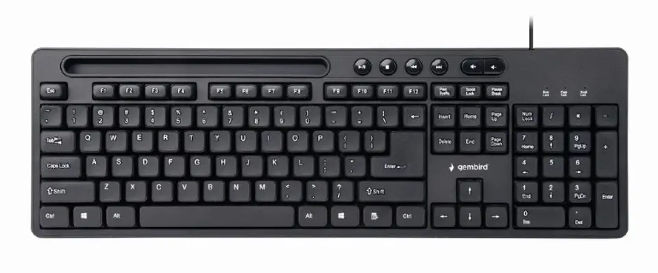 ⁨Gembird | Multimedia keyboard with phone stand | KB-UM-108 | Multimedia | Wired | US | Black | g⁩ w sklepie Wasserman.eu