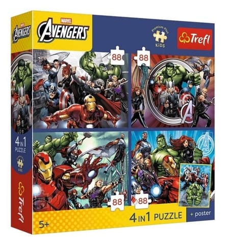 ⁨Puzzle 4w1 Avengers + plakat TREFL⁩ w sklepie Wasserman.eu