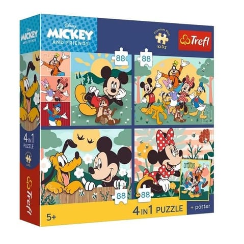 ⁨Puzzle 4w1 Mickey and Friends + plakat TREFL⁩ w sklepie Wasserman.eu