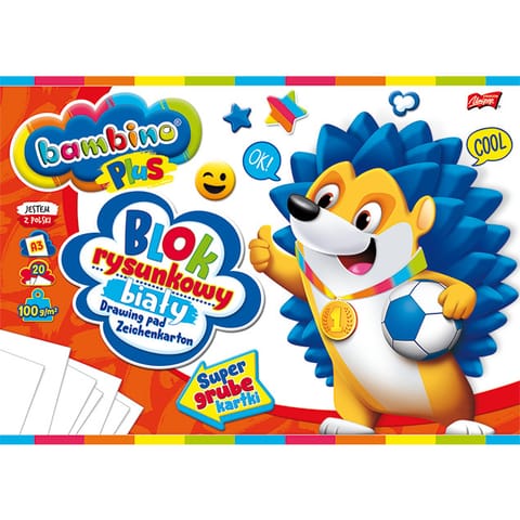 ⁨Blok rysunkowy A3 biały 100g. 20kartek BAMBINO⁩ w sklepie Wasserman.eu