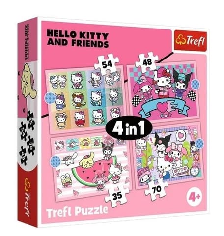 ⁨Puzzle 4w1 Hello Kitty Słodkie przygody TREFL⁩ w sklepie Wasserman.eu