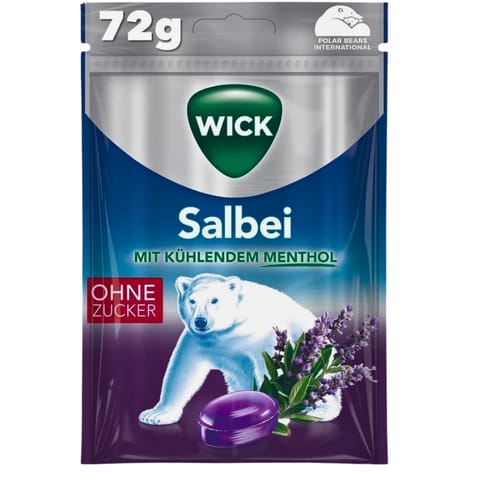 ⁨Wick Salbei Smak Szałwii z Chłodzącym Mentolem Pastylki bez Cukru 72 g⁩ w sklepie Wasserman.eu