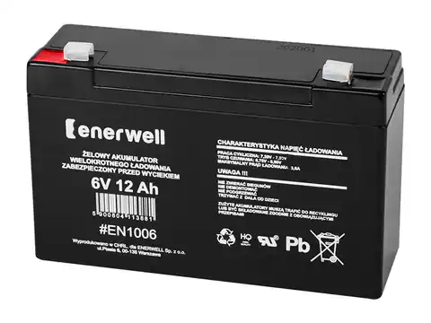 ⁨#EN1006 Akumulator żelowy  6v 12ah enerwell⁩ w sklepie Wasserman.eu