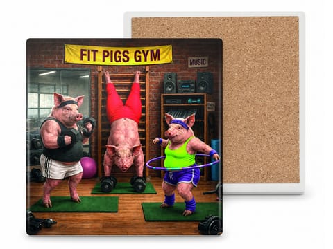 ⁨Sportowe zwierzaki - Siłownia czy Fitness  podkładka ceram/korkowa (CARMANI)⁩ w sklepie Wasserman.eu
