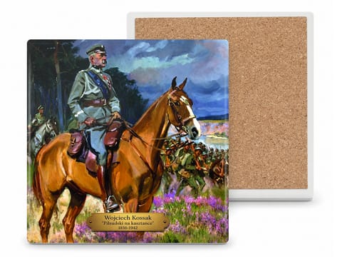 ⁨Podkładka ceramiczna, okrągła - W. Kossak, Piłsudski na kasztance 1856-1942r (CARMANI)⁩ w sklepie Wasserman.eu