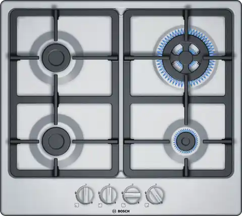 ⁨Bosch Hob PGH6B5B90 Gas, Number of burners/cooking zones 4, Mechanical, Stainless steel⁩ at Wasserman.eu