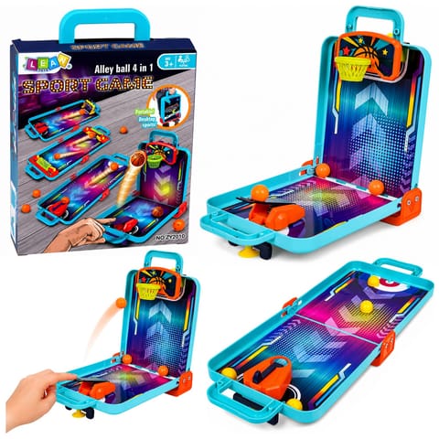 ⁨Mini Gra Zręcznościowa 3w1 Koszykówka Pinball Kręgle Przenośna Walizka⁩ w sklepie Wasserman.eu