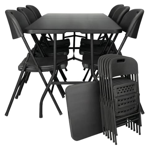 ⁨Zestaw cateringowy FETA BLACK 180 cm + 6 krzeseł BLACK⁩ w sklepie Wasserman.eu