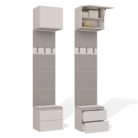 ⁨Garderoba HAGA 1W2S Wieszak 2 Szuflady Do Korytarza KASZMIR BEŻ 238x50x35⁩ w sklepie Wasserman.eu