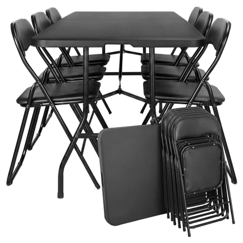 ⁨Zestaw cateringowy FETA BLACK 180 cm + 6 krzeseł BASICO⁩ w sklepie Wasserman.eu