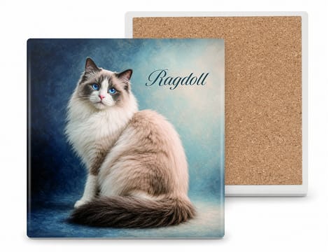 ⁨Podkładka ceramiczna, kwadratowa - Koty Ragdoll (CARMANI)⁩ w sklepie Wasserman.eu