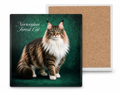 ⁨Podkładka ceramiczna, kwadratowa - Koty Norwegian Forest Cat (CARMANI)⁩ w sklepie Wasserman.eu