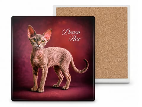⁨Podkładka ceramiczna, kwadratowa - Koty Devon Rex (CARMANI)⁩ w sklepie Wasserman.eu