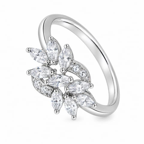 ⁨Ring surgical steel plated with white gold PST758, Ring size: US7 EU14⁩ at Wasserman.eu