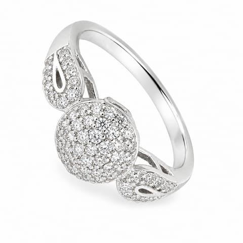 ⁨Ring surgical steel plated with white gold PST760, Ring size: US8 EU17⁩ at Wasserman.eu