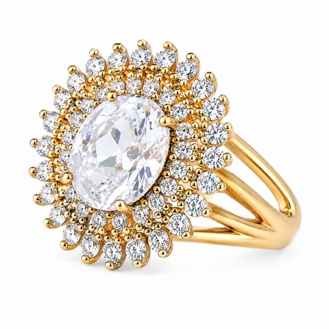 ⁨Ring surgical steel plated with gold PST761, Ring size: US7 EU14⁩ at Wasserman.eu