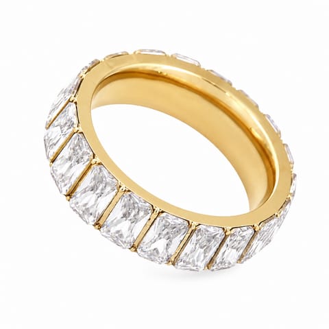 ⁨Ring surgical steel plated with gold PST783, Ring size: US8 EU17⁩ at Wasserman.eu