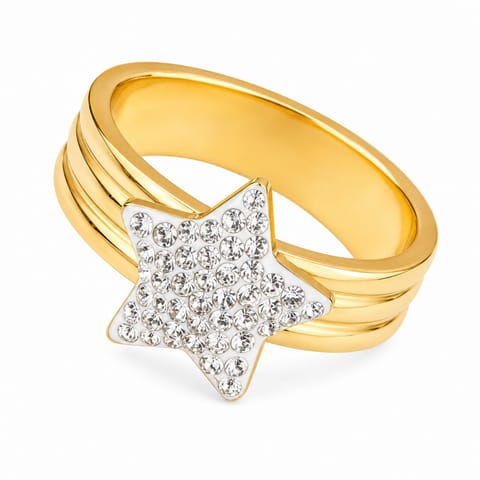 ⁨Ring surgical steel plated with gold PST790, Ring size: US8 EU17⁩ at Wasserman.eu