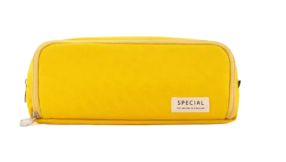 ⁨School pencil case triple sachet cosmetic bag 3in1 yellow⁩ at Wasserman.eu