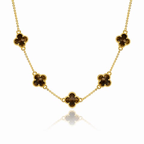 ⁨Naszyjnik stal szlachetna pozłacana 14k złotem, brązowe KONICZYNY 9mm NST2395⁩ w sklepie Wasserman.eu