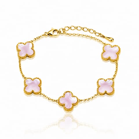 ⁨Bransoletka na rękę stal chirurgiczna pozłacana 14k złotem, opalizujące KONICZYNY 13mm BST1777⁩ w sklepie Wasserman.eu