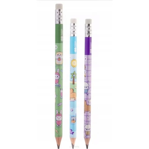 ⁨Ołówek do nauki pisania Jumbo z gumką trójkątny 2B Yummy Yum Happy Color HA 3132 01YU-2B⁩ w sklepie Wasserman.eu