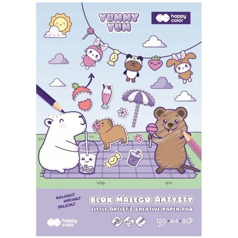 ⁨Blok kolorowanka Małego Artysty A4 Kapibara Yummy Yum 120g/m2 8ark. HA 3812 2030-MAYU HAPPY COLOR⁩ w sklepie Wasserman.eu