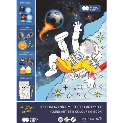 ⁨Blok kolorowanka Małego Artysty A4 Cosmo Ball 120g/m2 8ark. HA 4721 2030-CB01 HAPPY COLOR⁩ w sklepie Wasserman.eu