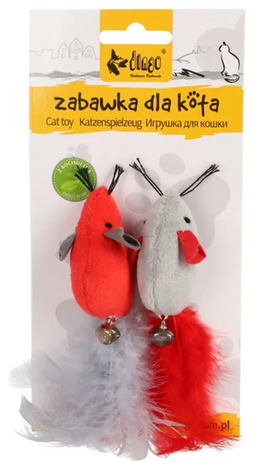 ⁨Dingo Zabawka dla kota - Love Myszki z piórkami 2szt⁩ w sklepie Wasserman.eu