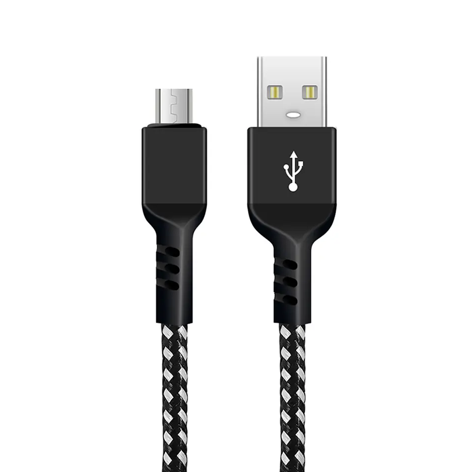 ⁨Maclean Micro USB Cable, Supporting Fast Charge 2.4A, Data Transfer, 5V/2.4A, Black, L 2m, MCE483⁩ at Wasserman.eu