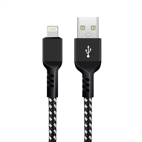 ⁨Cable for iPhone Maclean, for iPhone, Supporting Fast Charge 2.4A, Data Transfer, 5V/2.4A, Black, L2m, MCE481⁩ at Wasserman.eu