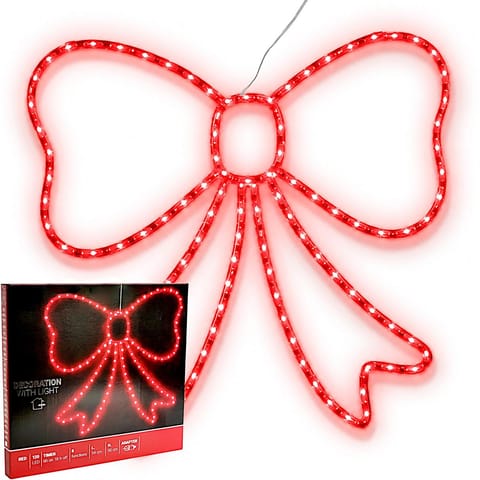 ⁨KOKARDA DEKORACYJNA 55CM CZERWONA 120 LED⁩ w sklepie Wasserman.eu