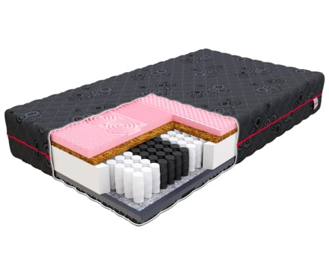 ⁨Materac kieszeniowy SALERNO Sprężyny 7-strefowe, kokos, pianka memory, pokrowiec do prania - 100 x 200 - H2 średnio miękki / H3 średnio twardy - 28 cm⁩ w sklepie Wasserman.eu