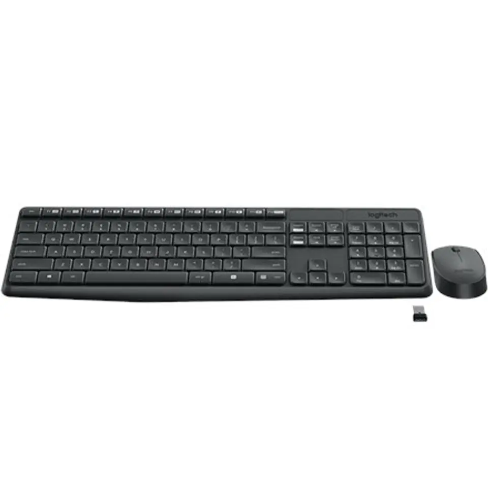⁨Logitech MK235 Wireless Keyboard and mouse pack, Wireless, Mouse included, Batteries included, Black, US International, 475 g⁩ w sklepie Wasserman.eu