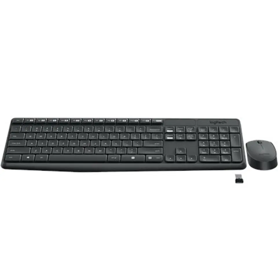 ⁨Logitech MK235 keyboard Mouse included USB QWERTY US International Grey⁩ at Wasserman.eu