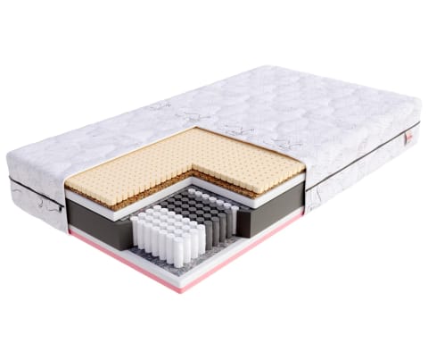 ⁨Materac multipocketowy VENETO Sprężyny multipocket , 510 sprężyn/m², lateks, pianka memory, pianka, kokos, pokrowiec do prania - 160 x 200 - H4 twardy / H3 średnio twardy - 22 cm⁩ w sklepie Wasserman.eu