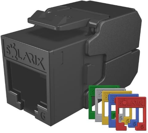⁨Moduł Keystone beznarzędziowy samozaciskowy SOLARIX Cat.6 UTP RJ45 RAL czarny⁩ w sklepie Wasserman.eu