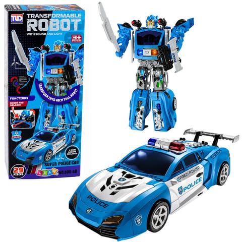 ⁨Auto Robot 2w1 Samochód Policyjny Wyrzutnia Małe Roboty Światła Dźwięki⁩ w sklepie Wasserman.eu