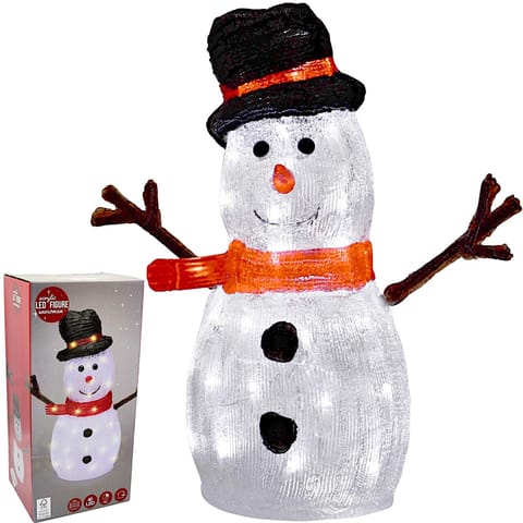 ⁨FIGURKA DEKORACYJNA BAŁWANEK NA BATERIE TIMER 40LED WYS. 39CM ACRYL⁩ w sklepie Wasserman.eu